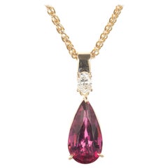 Peter Suchy 4.74 Carat Pink Tourmaline Diamond Yellow Gold Pendant Necklace