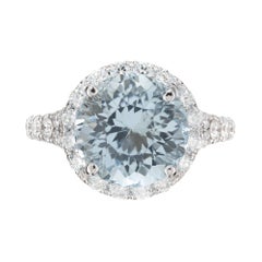 Peter Suchy 4.78 Carat Aqua Diamond Halo Gold Halo Cocktail Ring