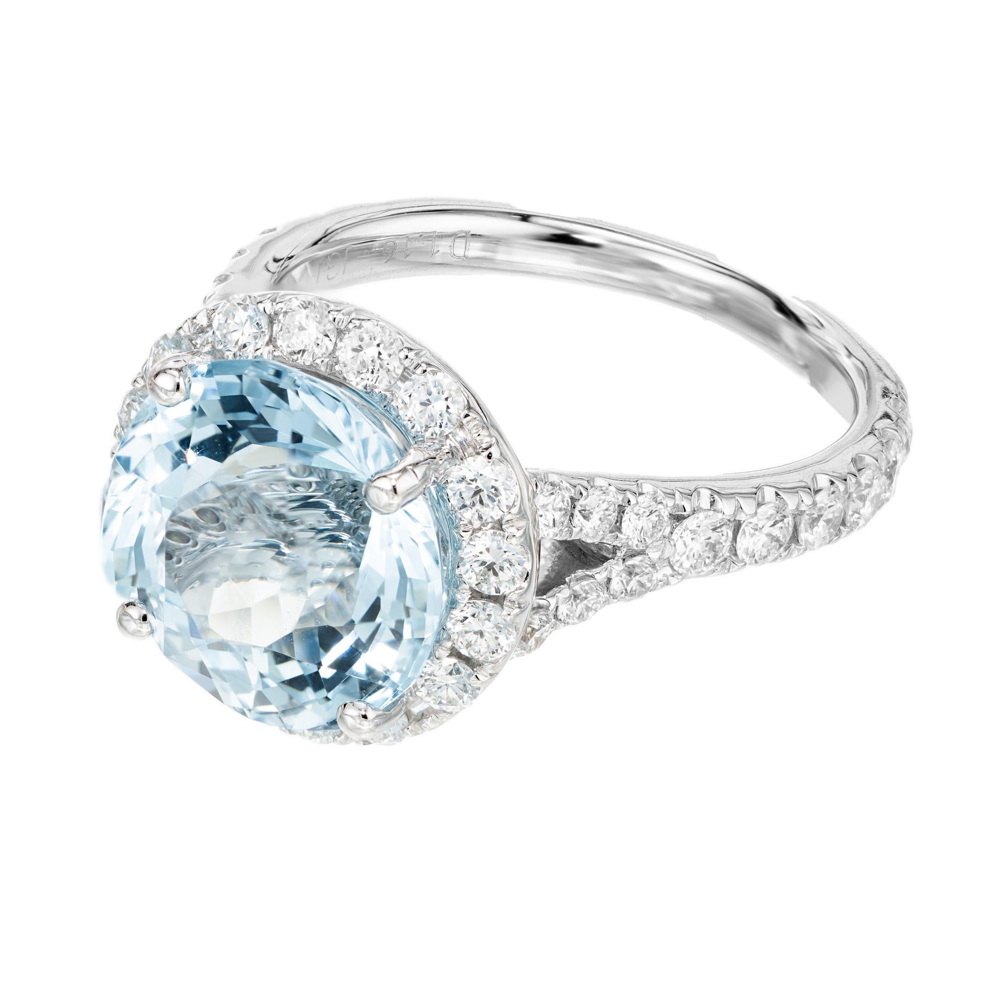 For Sale:  Peter Suchy 4.78 Carat Aqua Diamond Halo Gold Halo Cocktail Ring 3