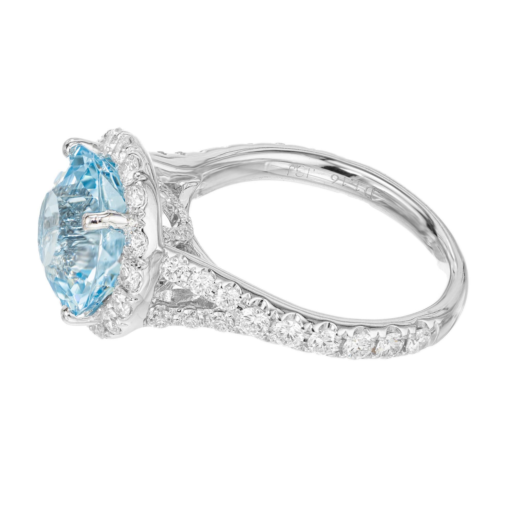 For Sale:  Peter Suchy 4.78 Carat Aqua Diamond Halo Gold Halo Cocktail Ring 4