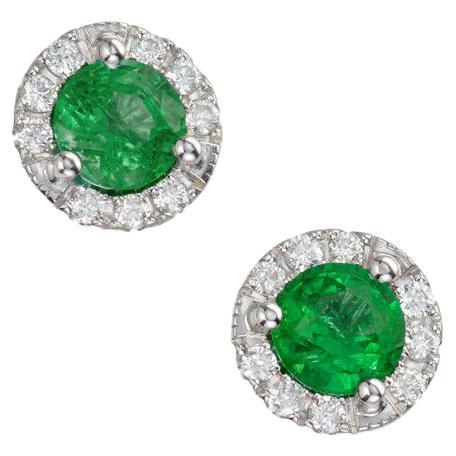 Peter Suchy .49 Carat Emerald Diamond Halo White Gold Stud Earrings