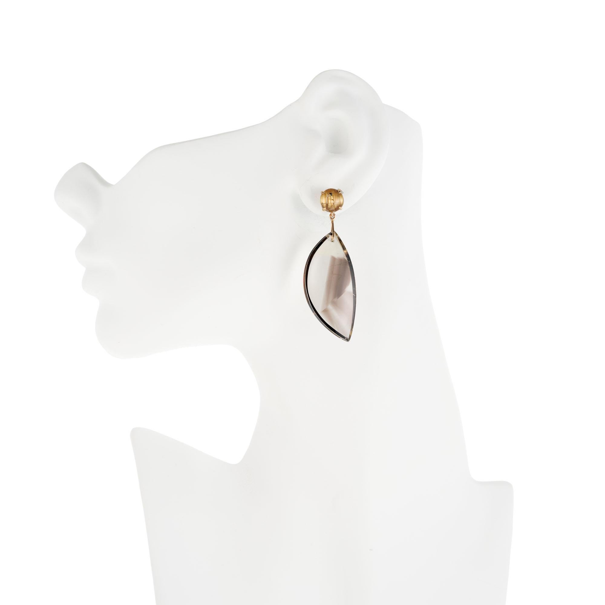 Women's Peter Suchy 4.91 Carat Quartz Yellow gold Dangle Earrings For Sale