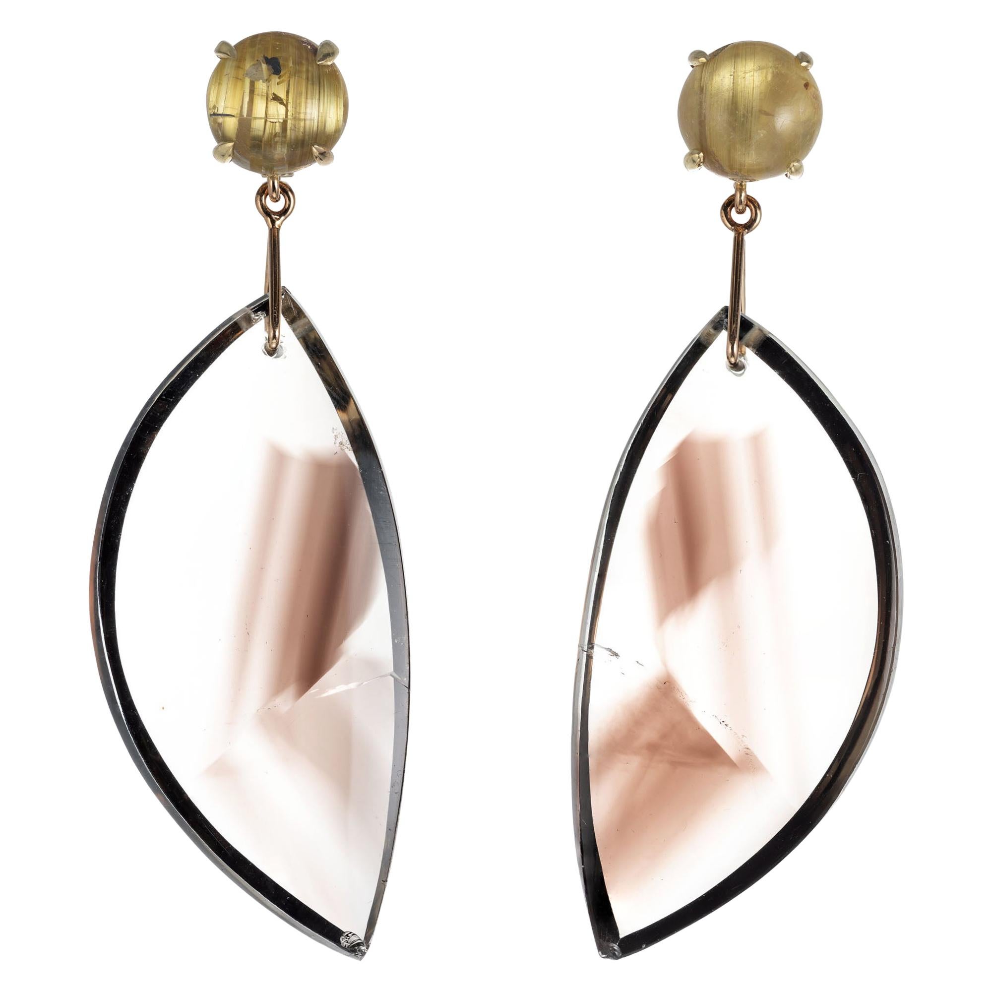 Peter Suchy 4.91 Carat Quartz Yellow gold Dangle Earrings For Sale