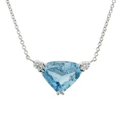 Peter Suchy 4.94 Carat Aquamarine Diamond White Gold Pendant Necklace