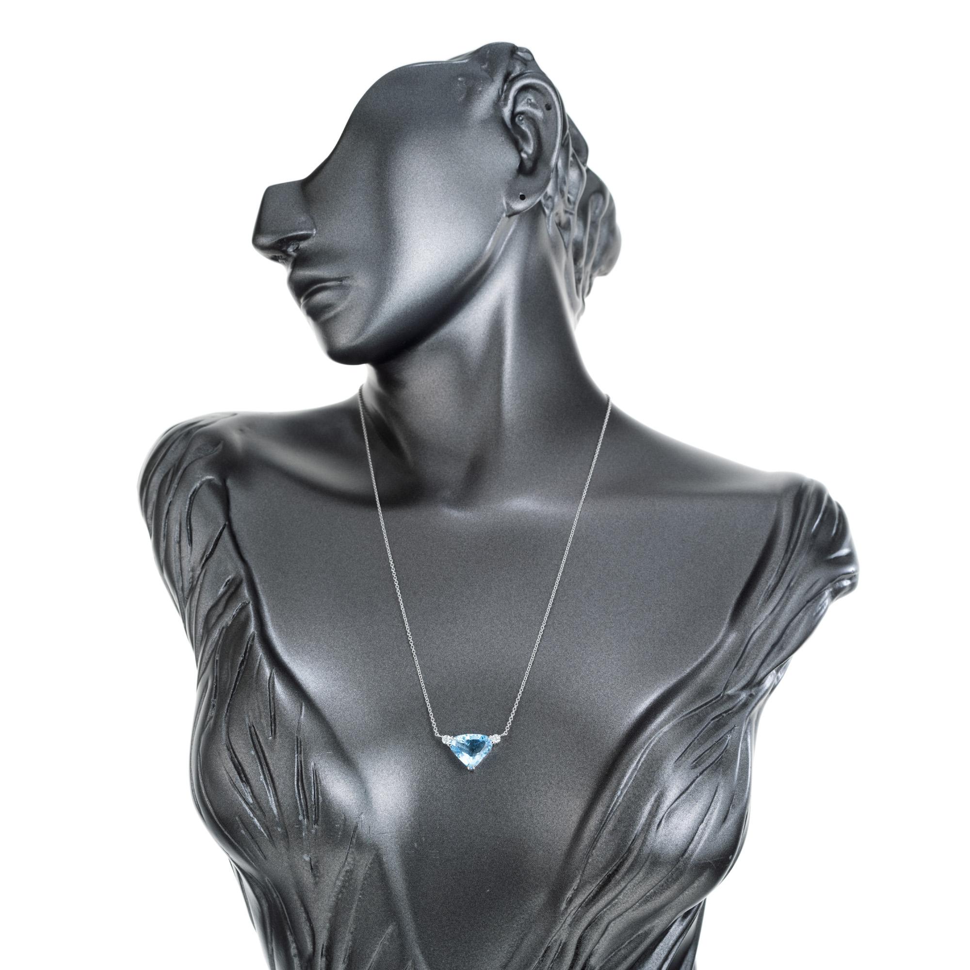 Women's Peter Suchy 4.94 Carat Aquamarine Diamond White Gold Pendant Necklace  For Sale