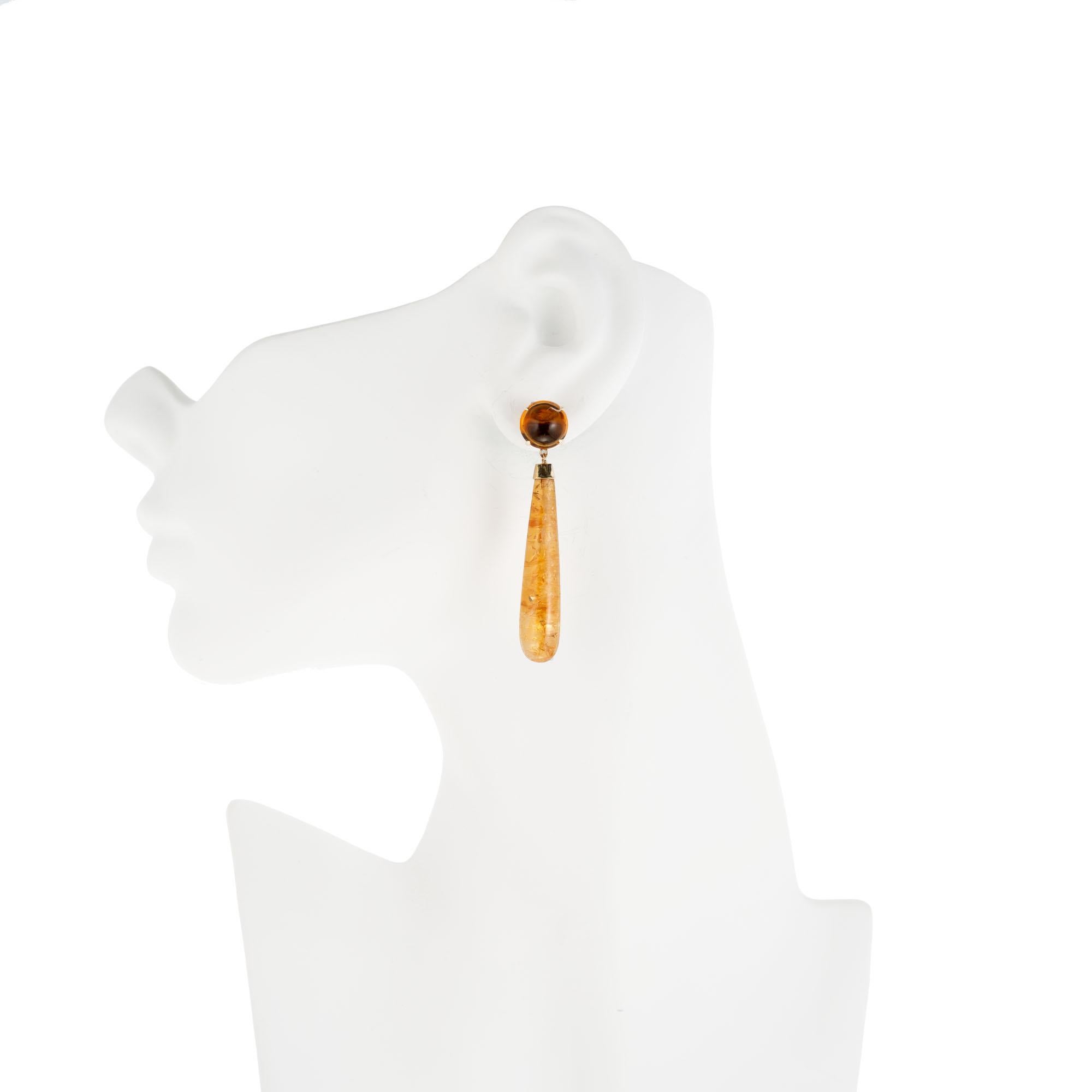 Women's Peter Suchy 49.47 Carat Citrine Yellow Gold Dangle Earrings