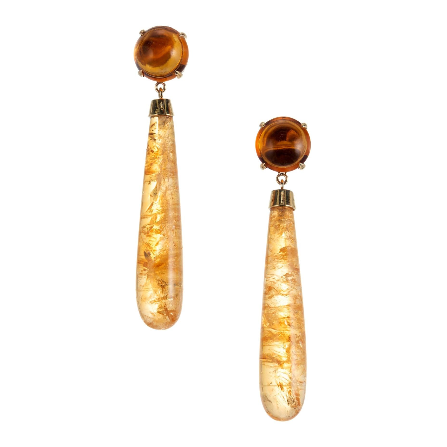 Peter Suchy 49.47 Carat Citrine Yellow Gold Dangle Earrings