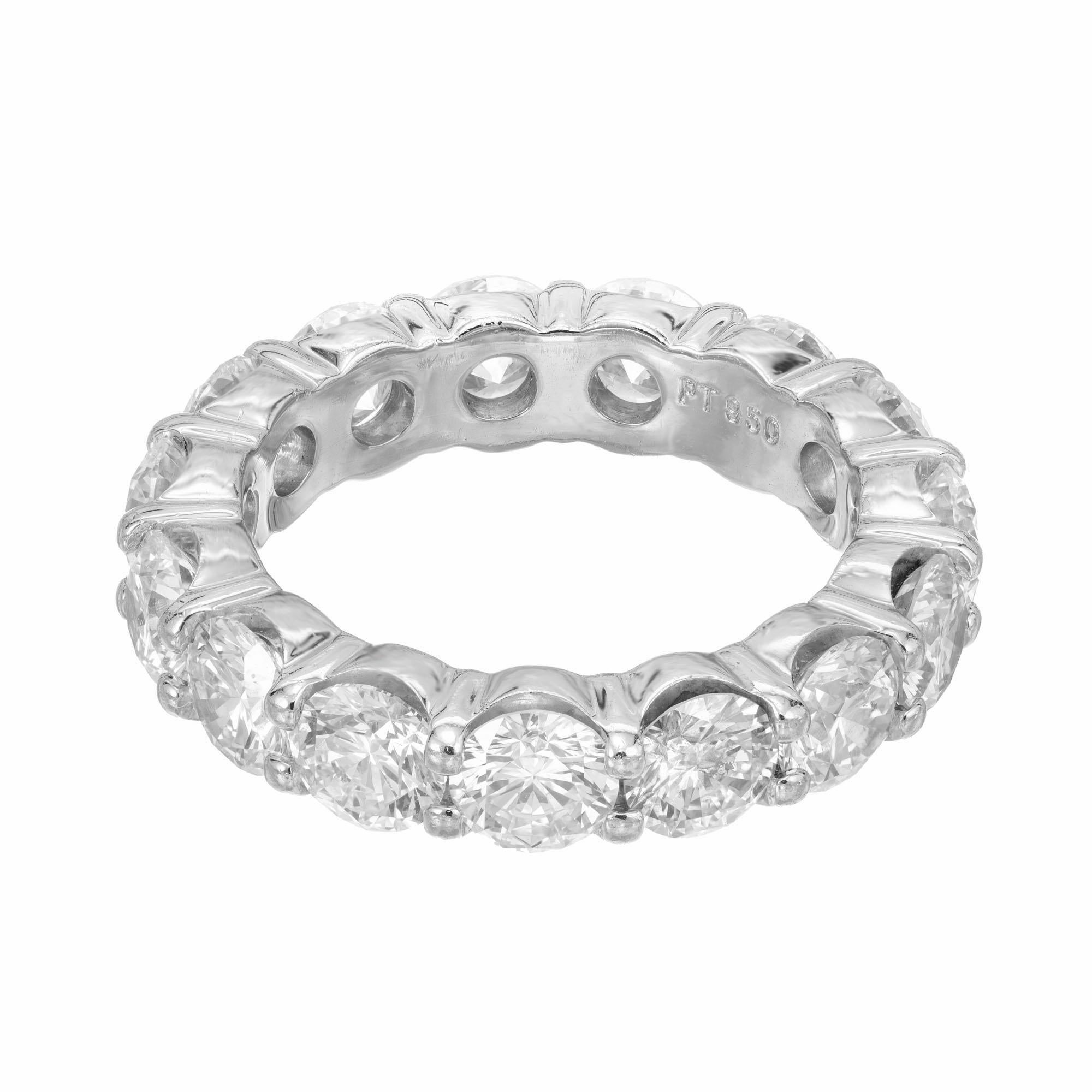 Round Cut Peter Suchy 4.95 Carat Diamond Platinum Eternity Wedding Band Ring For Sale