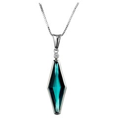 Peter Suchy 4.95 Carat Tourmaline Diamond White Gold Pendant Necklace