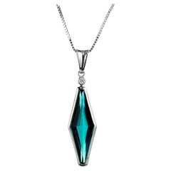 Peter Suchy 4.95 Carat Tourmaline Diamond White Gold Pendant Necklace 