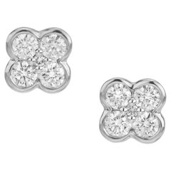 Peter Suchy .50 Carat Round Brilliant Cut Diamond Platinum Clover Earrings