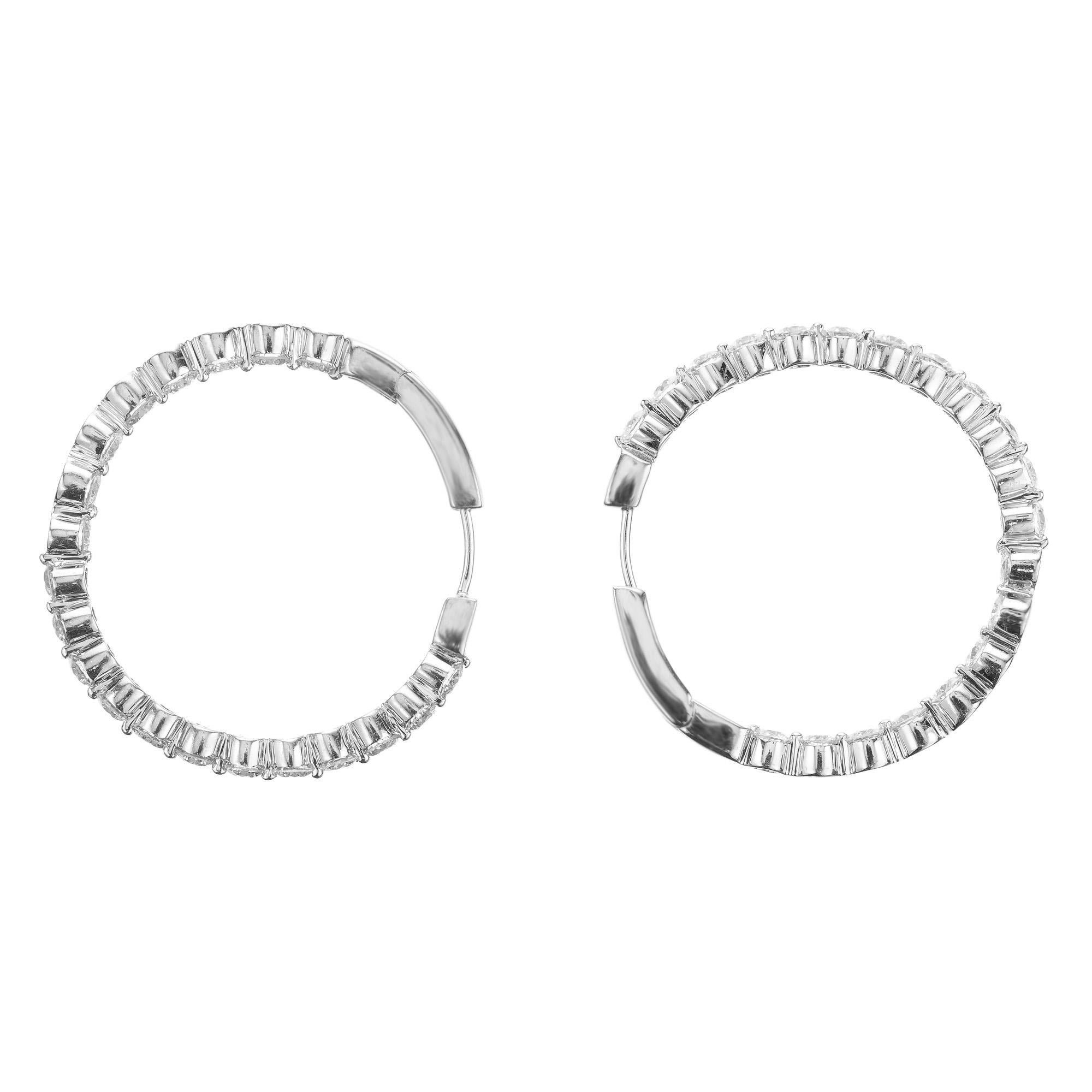 Peter Suchy 5.00 Carat Round Diamond White Gold Hoop Earrings For Sale 2