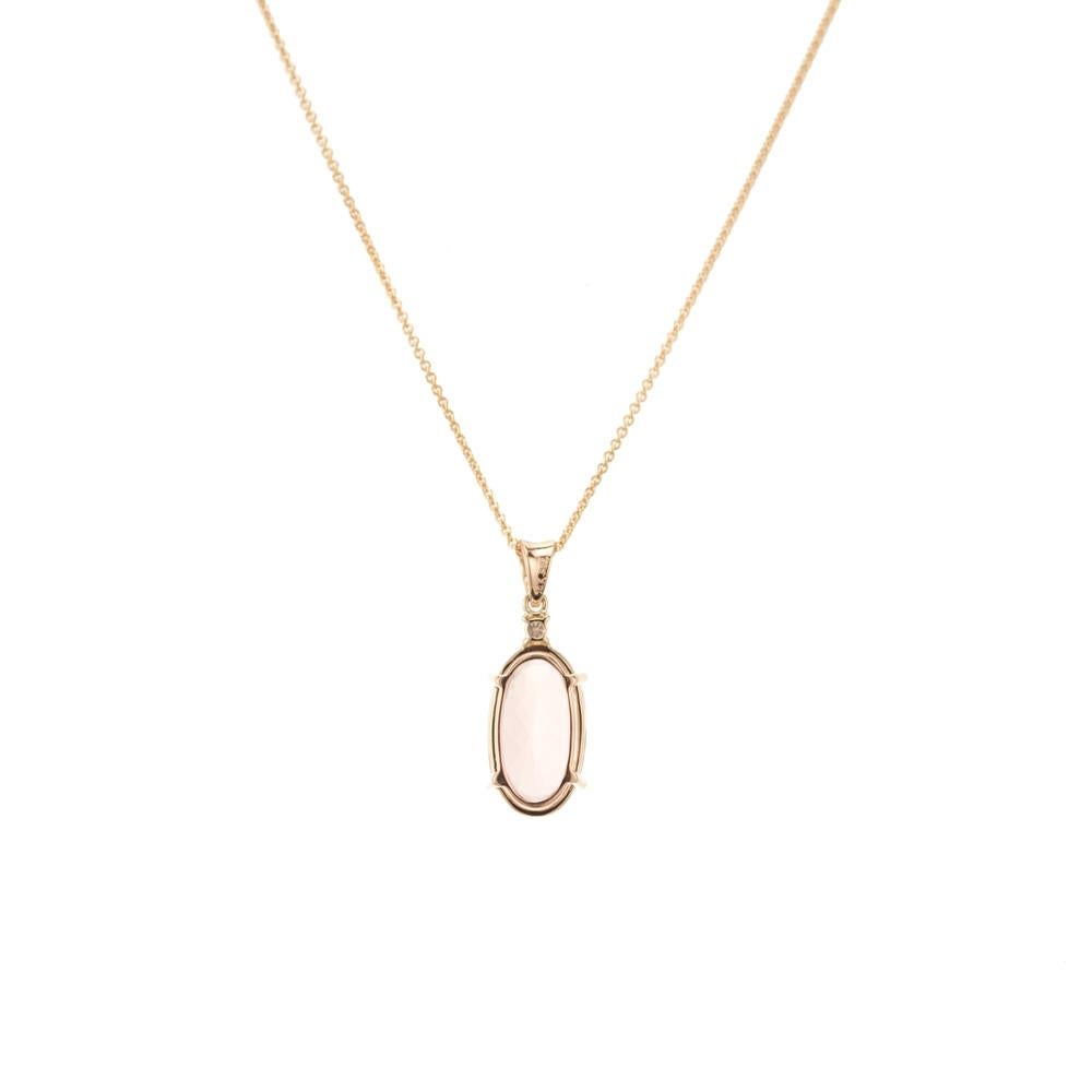 Taille ovale Peter Suchy Collier pendentif en or rose avec diamants et morganite ovale de 5,04 carats en vente