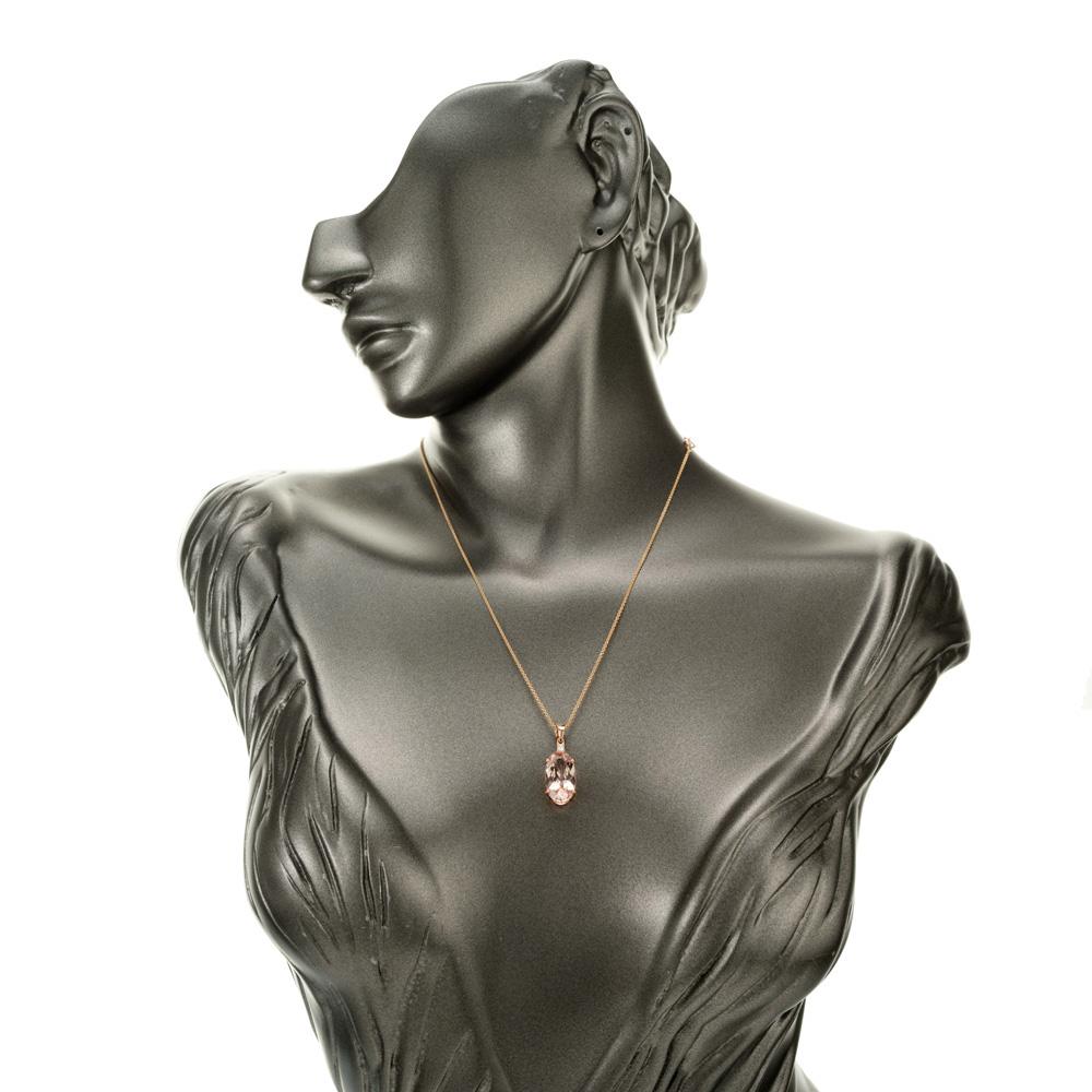 Peter Suchy Collier pendentif en or rose avec diamants et morganite ovale de 5,04 carats Pour femmes en vente