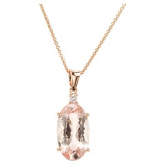Peter Suchy 5.04 Carat Oval Morganite Diamond Rose Gold Pendant Necklace