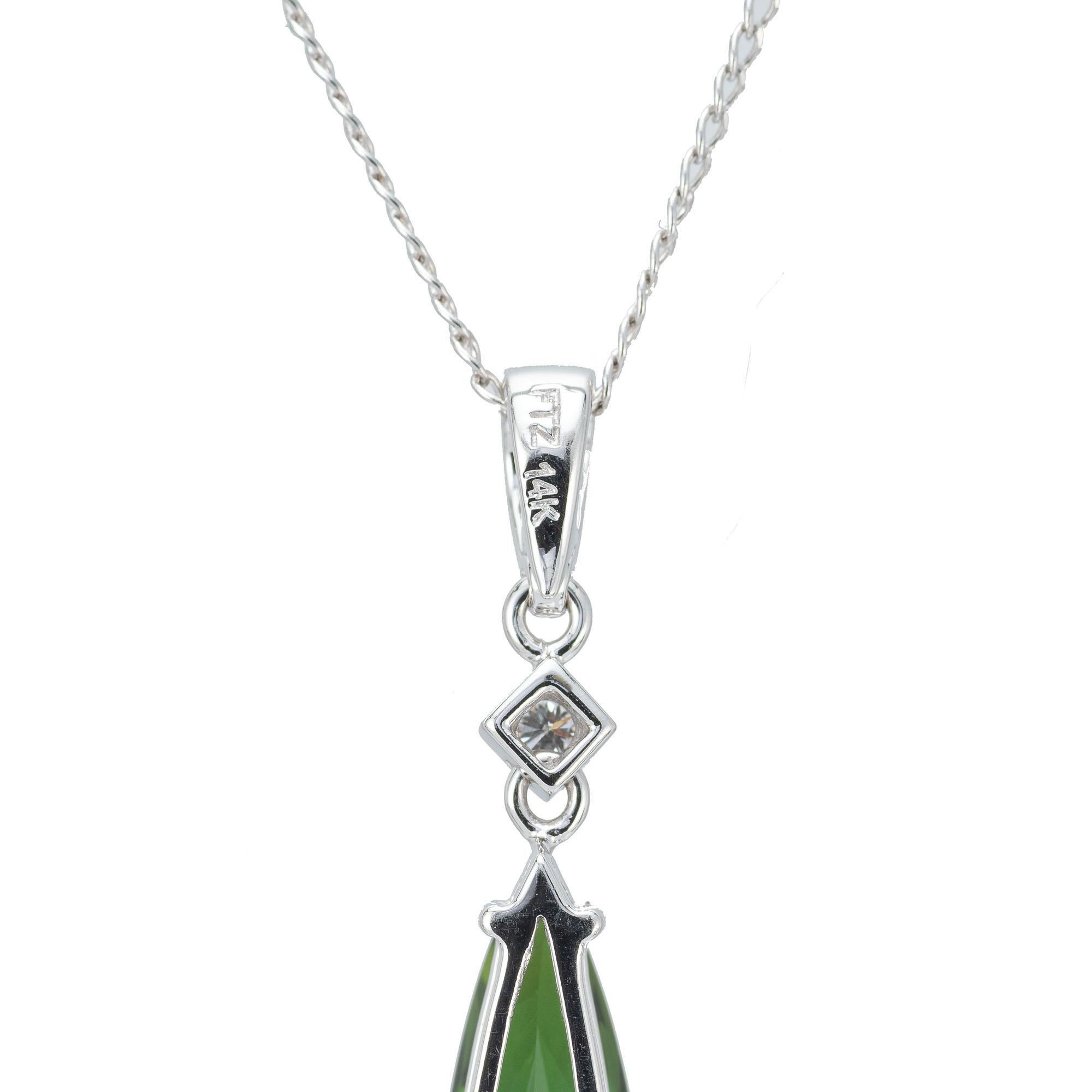 Peter Suchy 5.1 Carat Tourmaline Diamond White Gold Pendant Necklace In New Condition In Stamford, CT