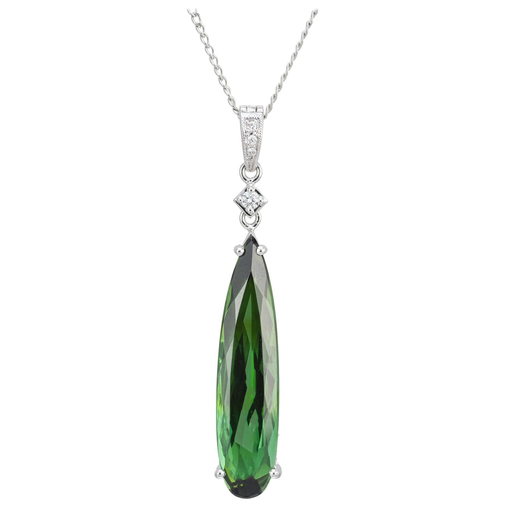 Peter Suchy 5.1 Carat Tourmaline Diamond White Gold Pendant Necklace