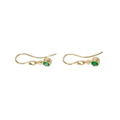 Peter Suchy .52 Carat Emerald Diamond Yellow Gold Dangle Earrings