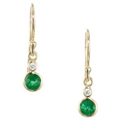 Peter Suchy .52 Carat Emerald Diamond Yellow Gold Dangle Earrings 