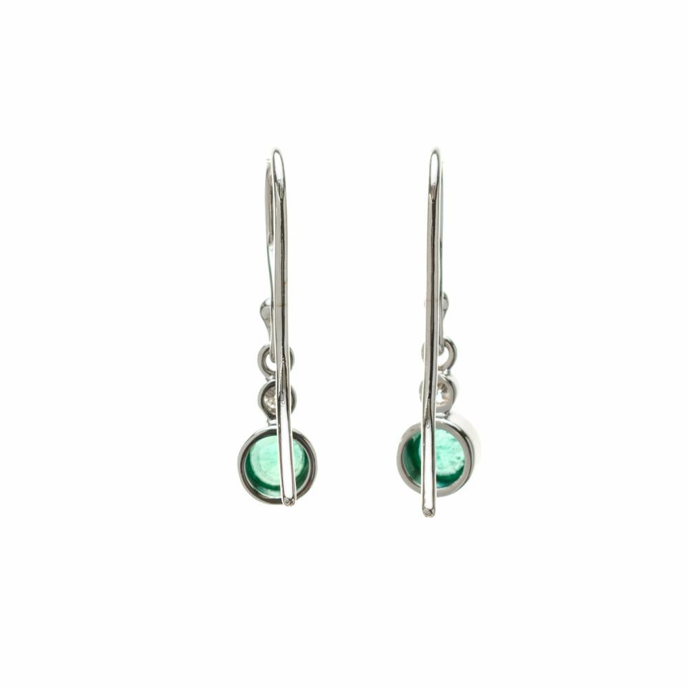 Peter Suchy .52 Carat Round Emerald Diamond 18k White Gold Dangle Earrings In New Condition For Sale In Stamford, CT