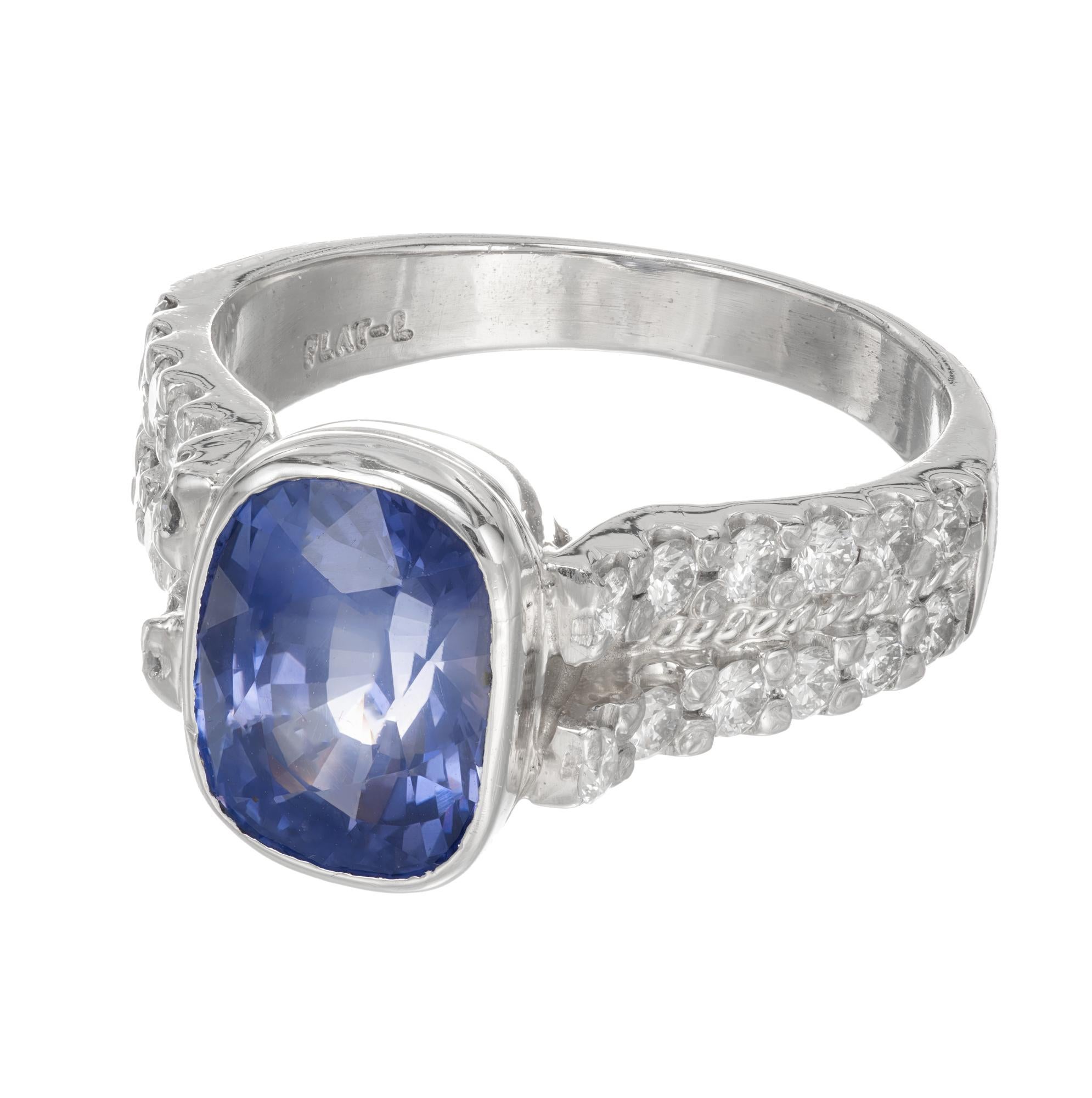 Cushion Cut Peter Suchy 5.24 Carat Ceylon Sapphire Diamond Platinum Engagement Ring For Sale