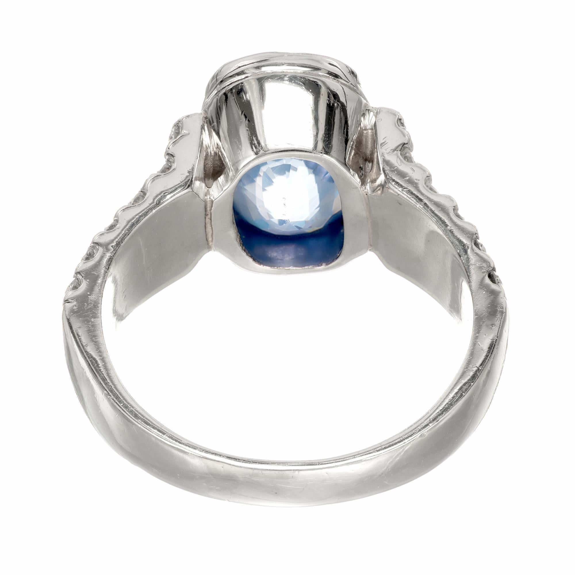 Women's Peter Suchy 5.24 Carat Ceylon Sapphire Diamond Platinum Engagement Ring For Sale