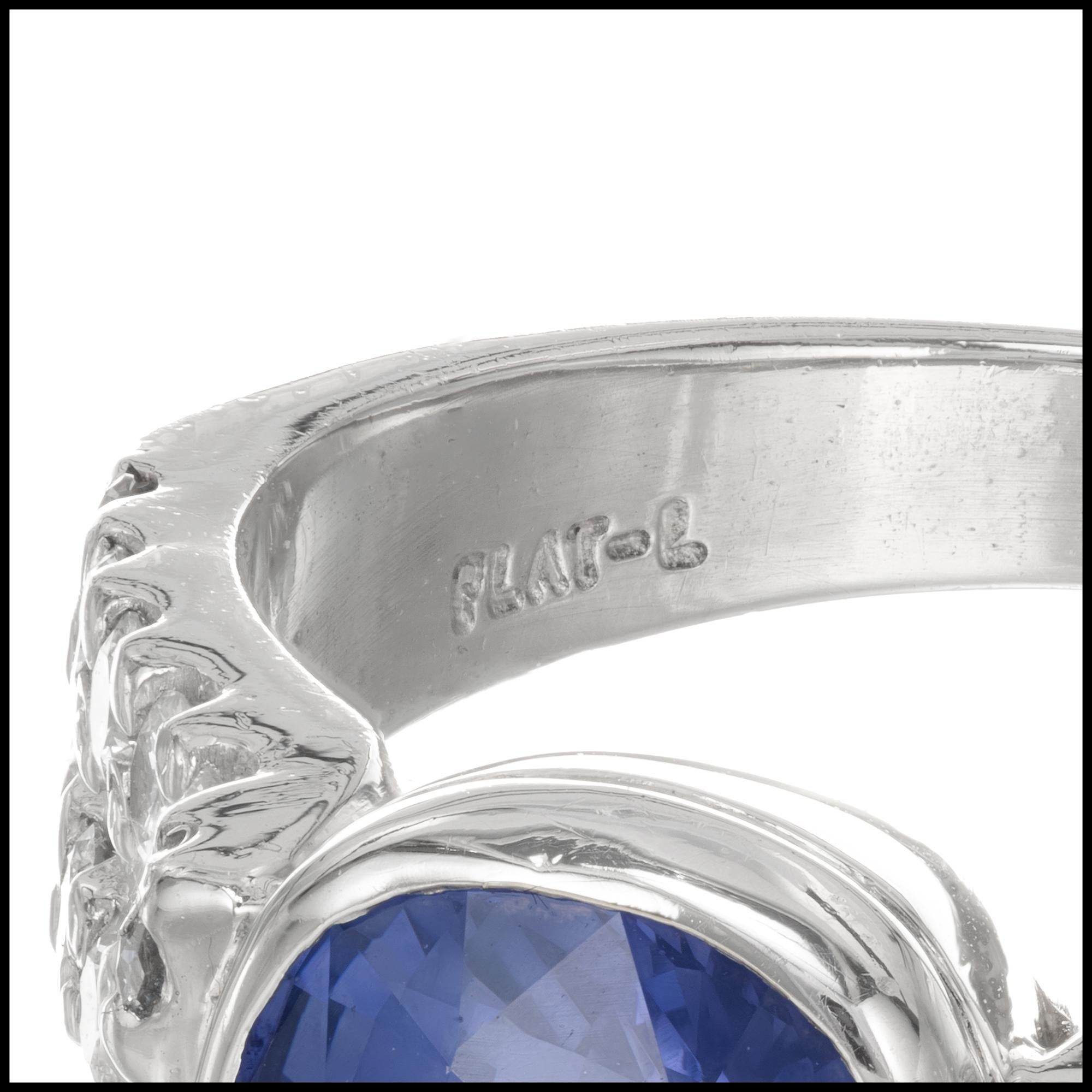 Peter Suchy 5.24 Carat Ceylon Sapphire Diamond Platinum Engagement Ring For Sale 1