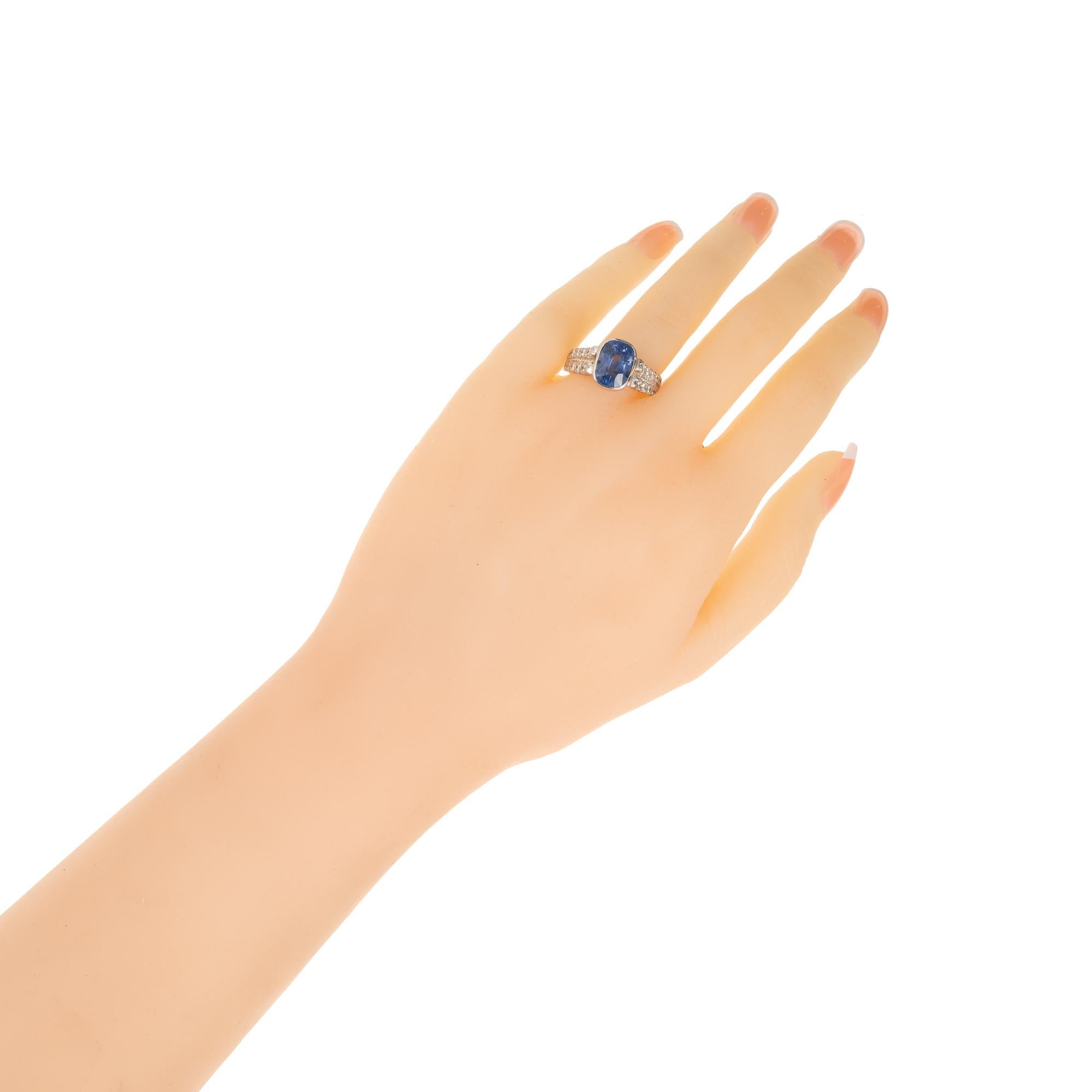 Peter Suchy 5.24 Carat Ceylon Sapphire Diamond Platinum Engagement Ring For Sale 2