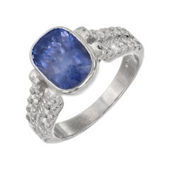 Peter Suchy Anello di fidanzamento in platino con diamante e zaffiro di Ceylon da 5.24 carati