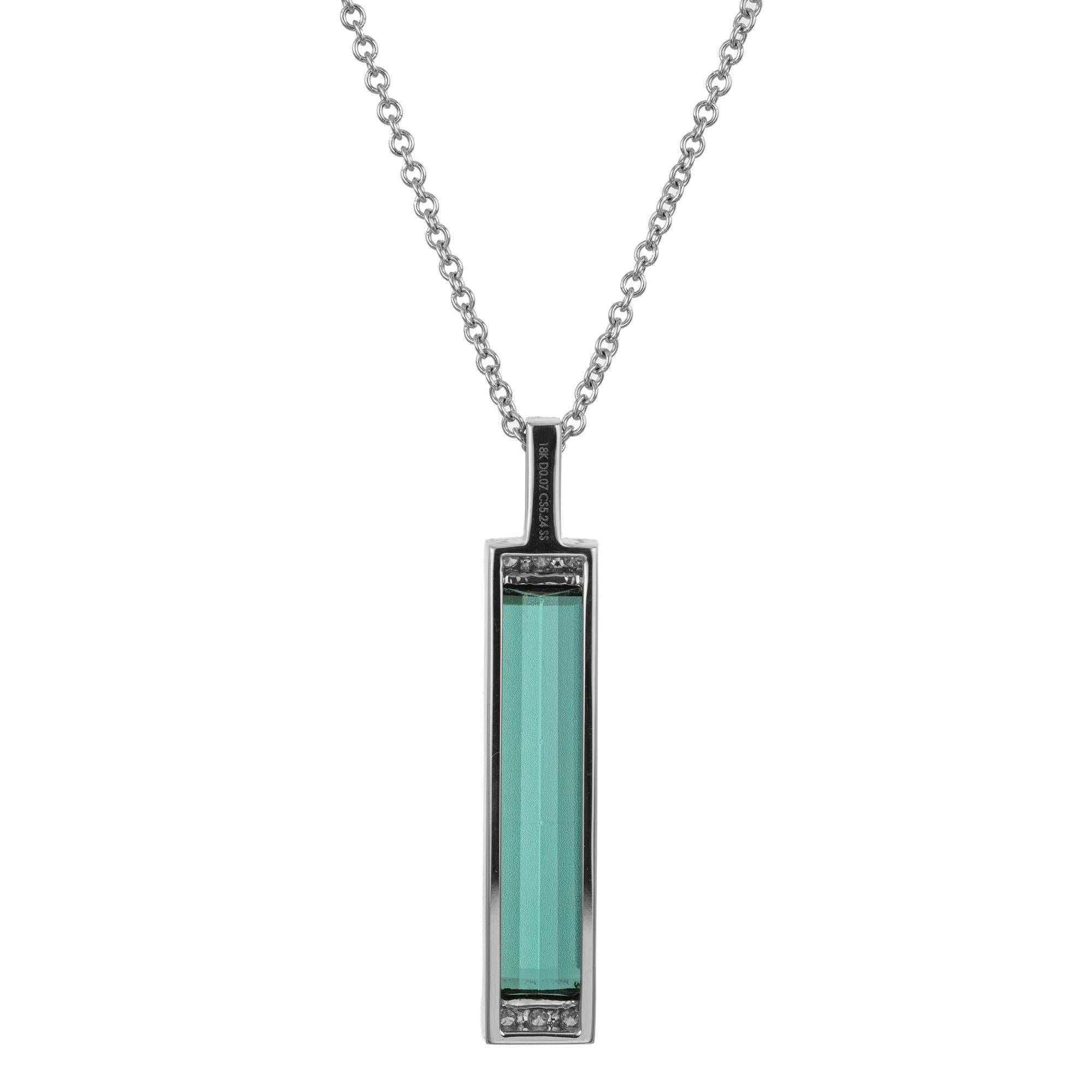 Peter Suchy 5.24 Carat Tourmaline Diamond White Gold Pendant Necklace In New Condition For Sale In Stamford, CT