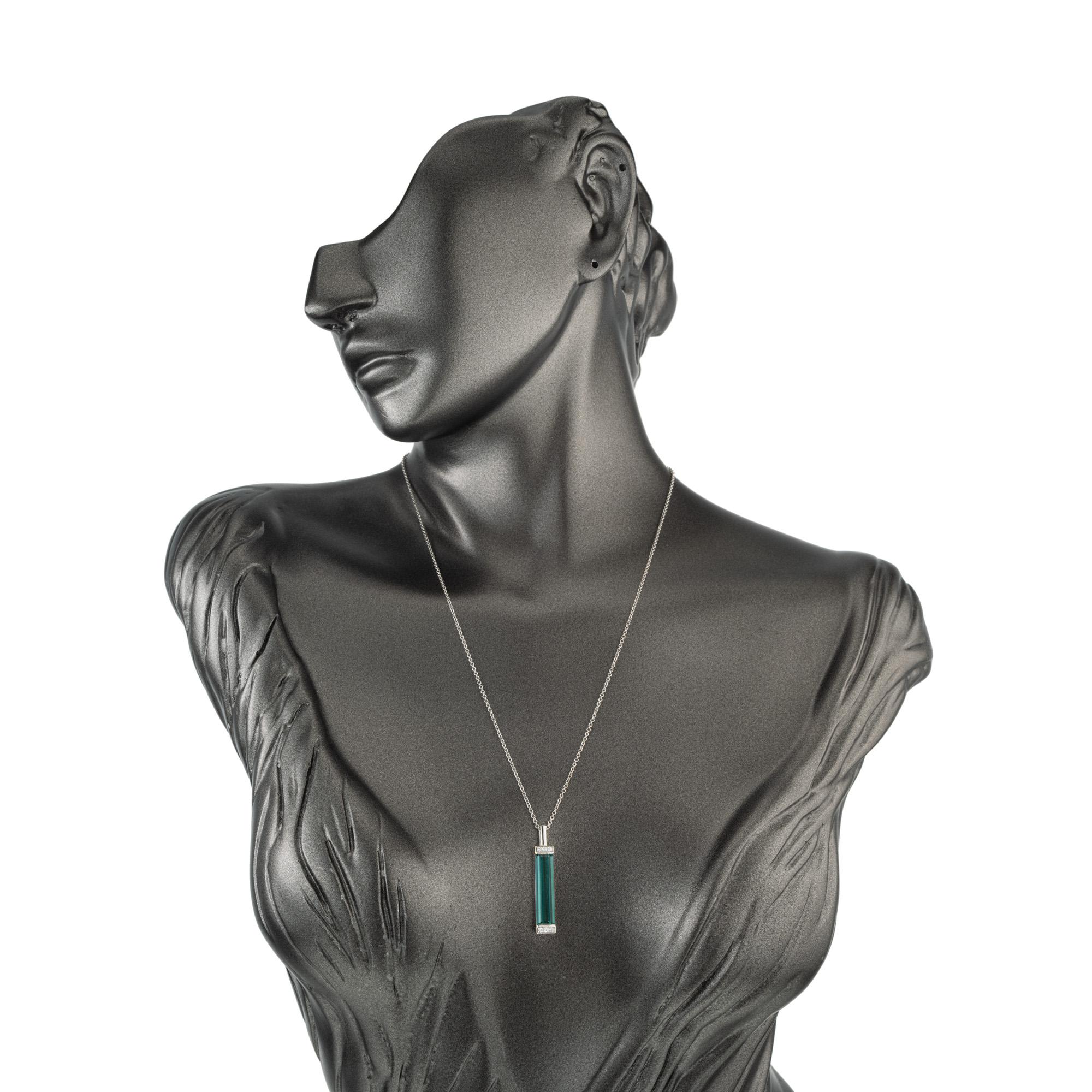 Peter Suchy 5.24 Carat Tourmaline Diamond White Gold Pendant Necklace For Sale 2