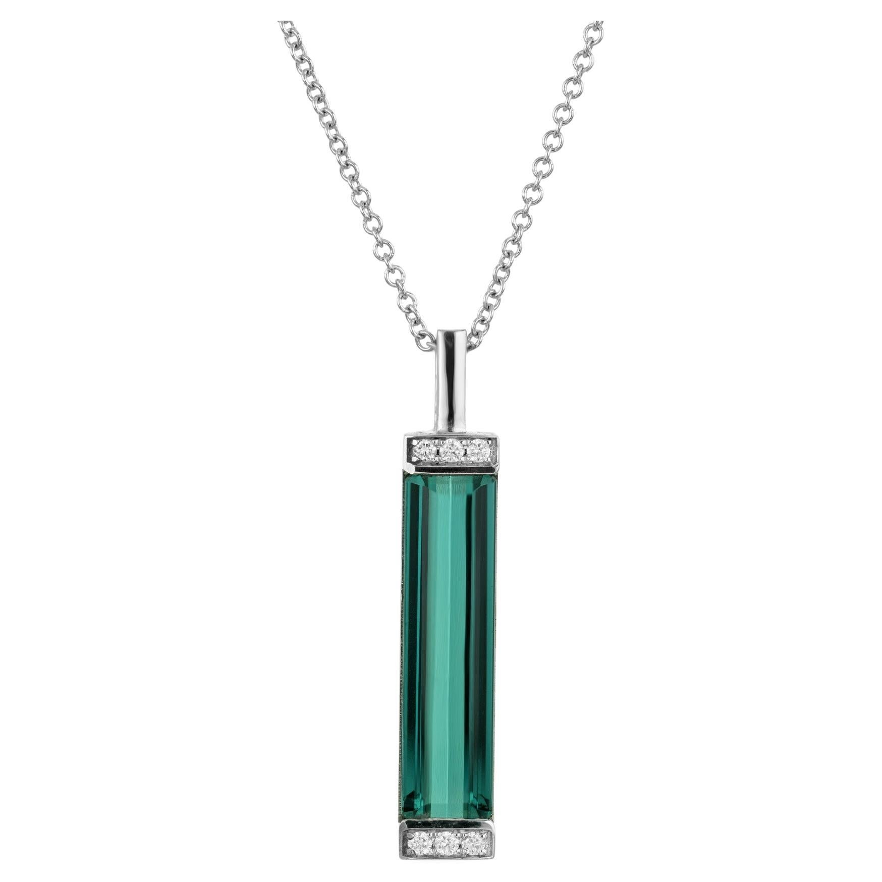 Peter Suchy 5.24 Carat Tourmaline Diamond White Gold Pendant Necklace
