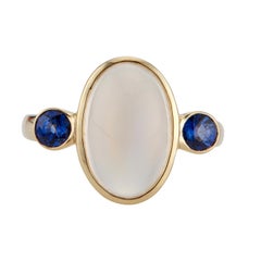 Peter Suchy 5.25 Carat Moonstone Yellow Gold Three-Stone Ring