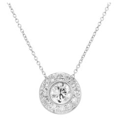 Peter Suchy .53 Carat Round Diamond Platinum Halo Pendant Necklace 
