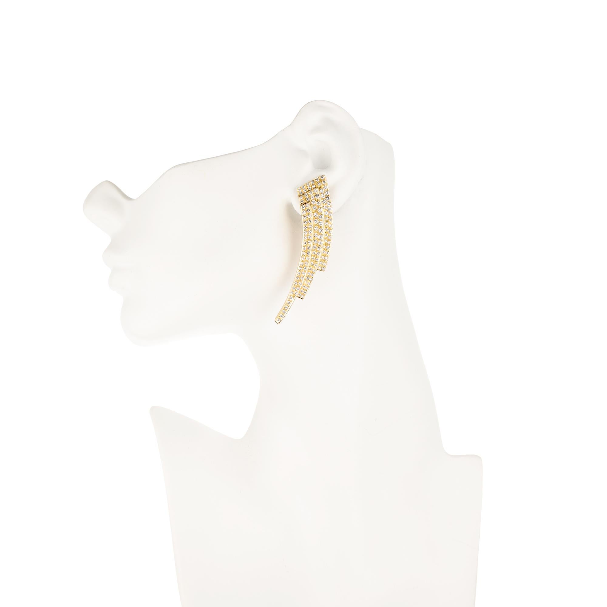 Women's Peter Suchy 5.35 Carat Yellow Gold Bolt Dangle Earrings For Sale