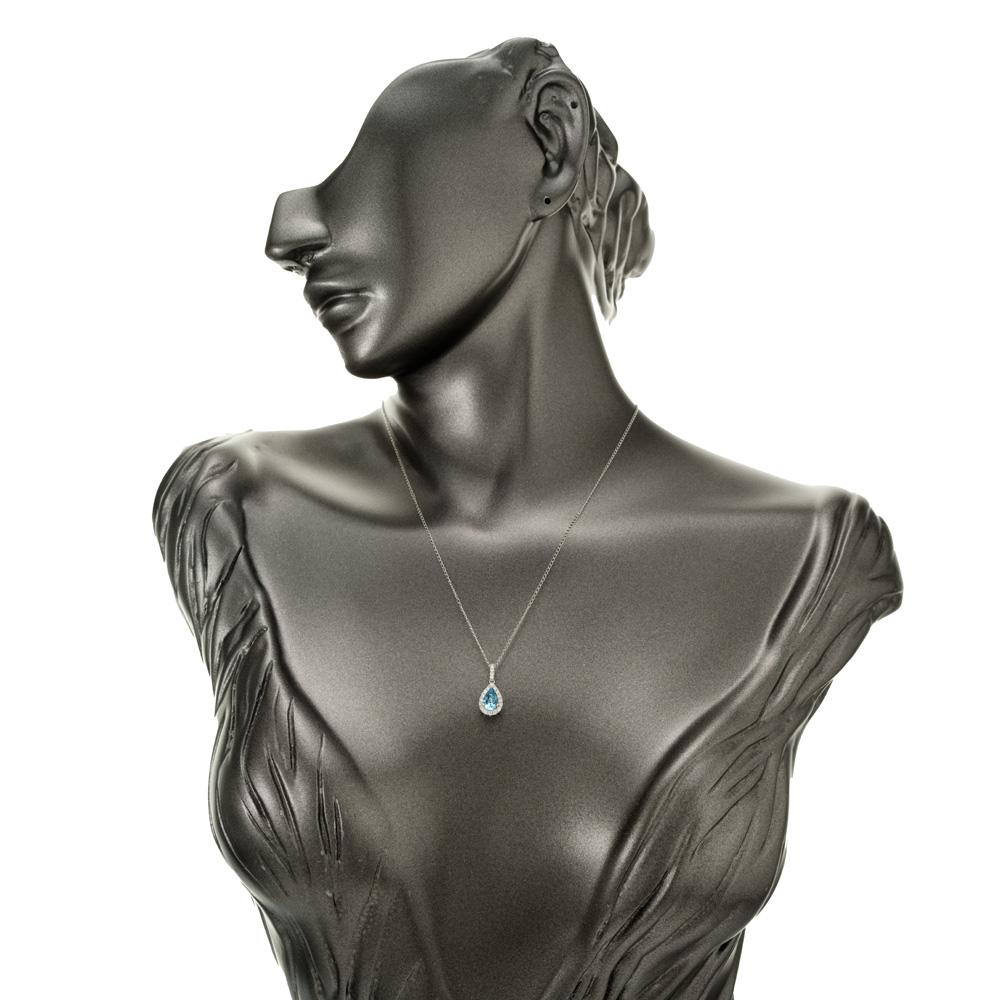 Peter Suchy .54 Carat Aquamarine Diamond Halo Pendant Necklace 2