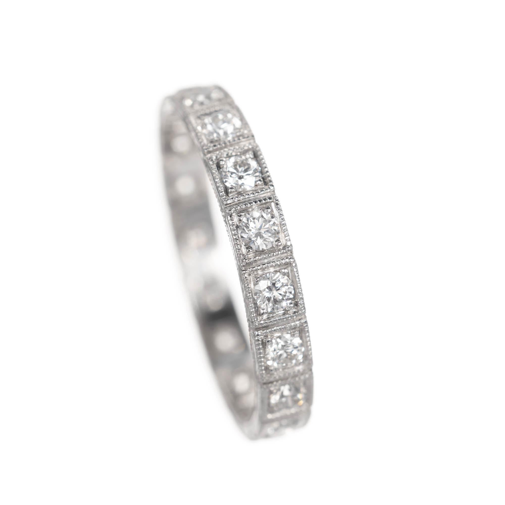 Round Cut Peter Suchy .54 Carat Diamond Platinum Eternity Wedding Band Ring For Sale