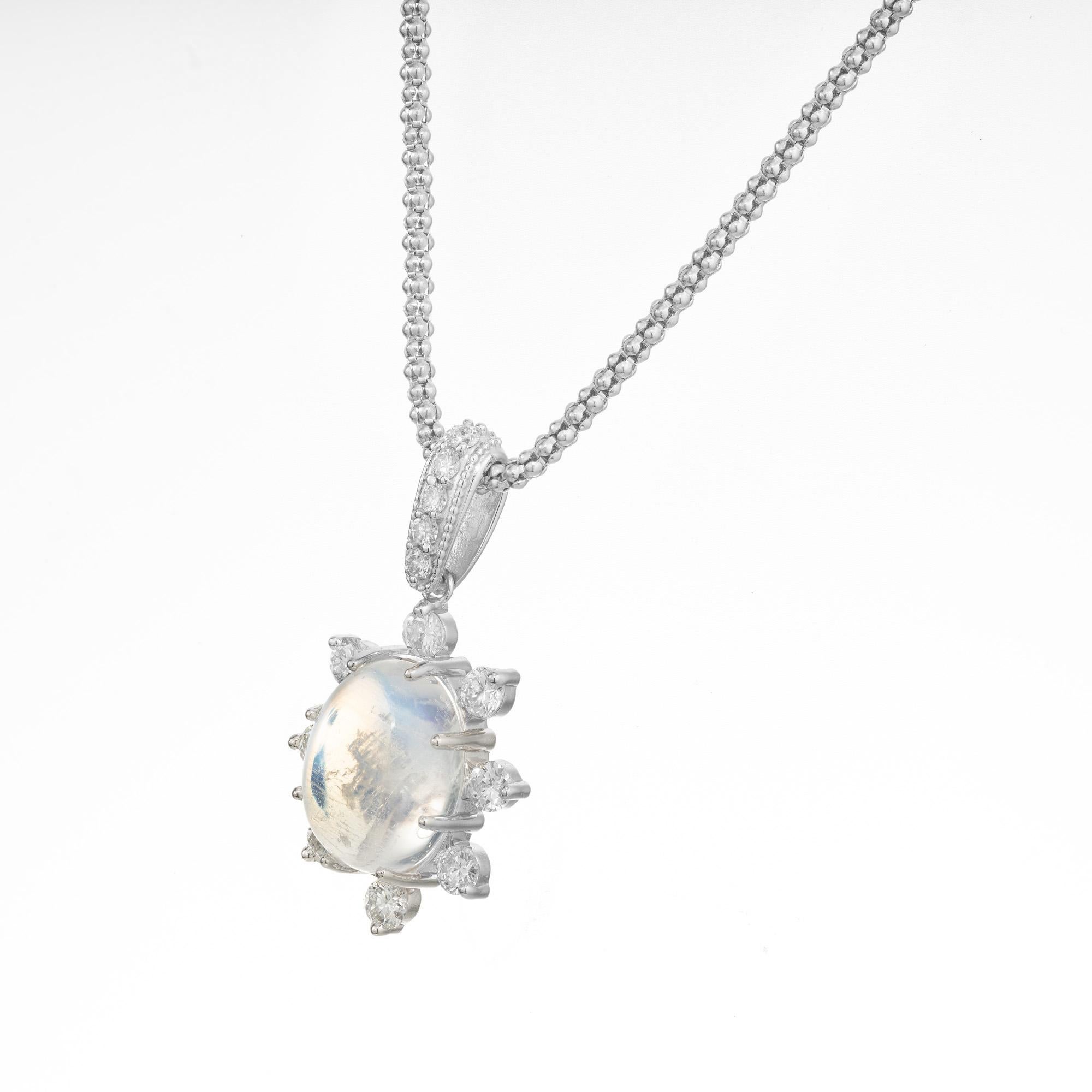 Peter Suchy 5.4 Carat Oval Moonstone Diamond White Gold Pendant Necklace In New Condition For Sale In Stamford, CT
