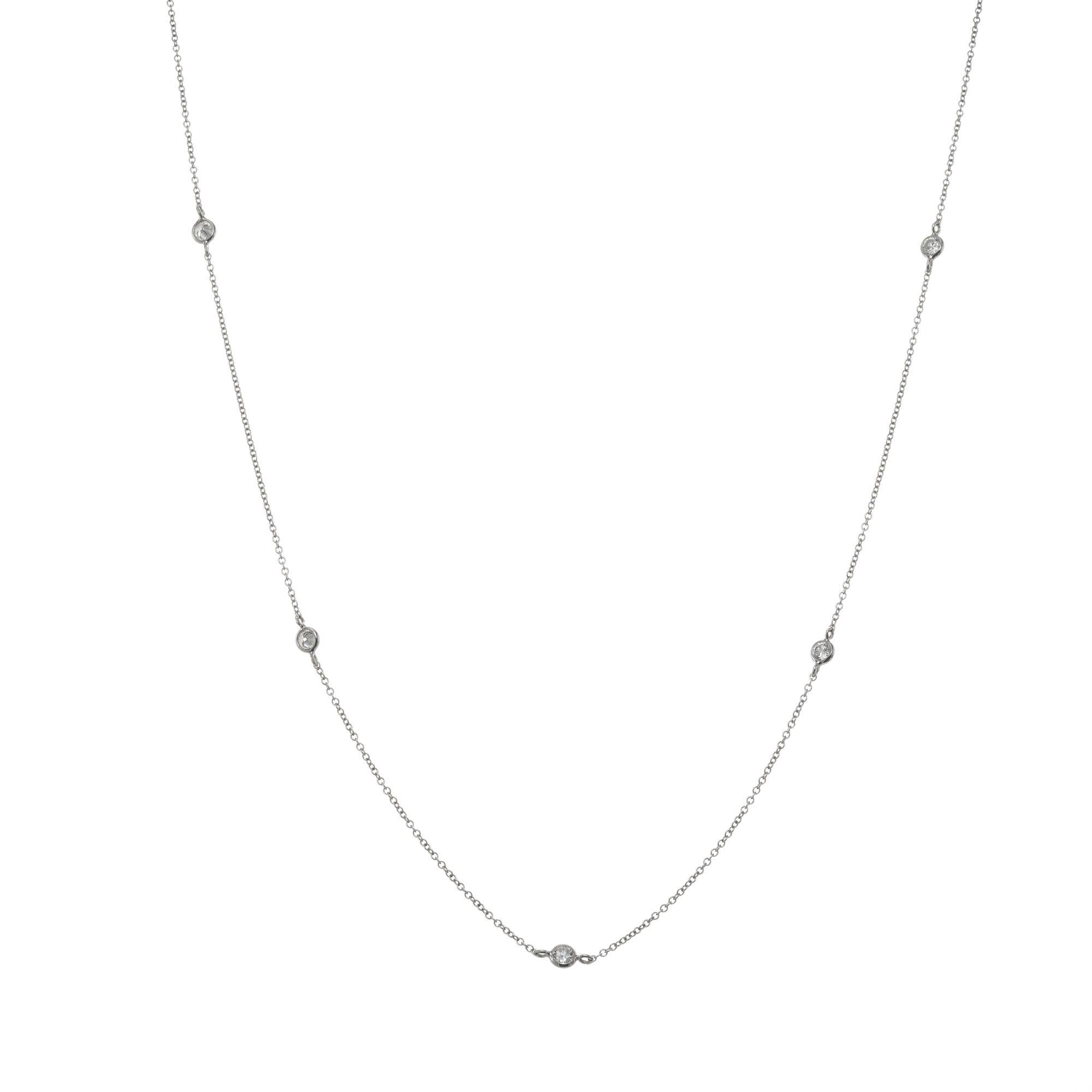 Round Cut Peter Suchy .55 Carat Diamond White Gold by the Yard Necklace For Sale