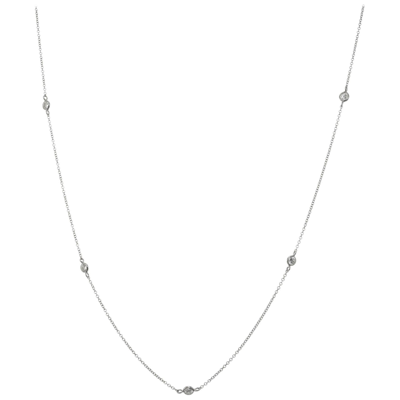 Peter Suchy .55 Carat Diamond White Gold by the Yard Necklace For Sale