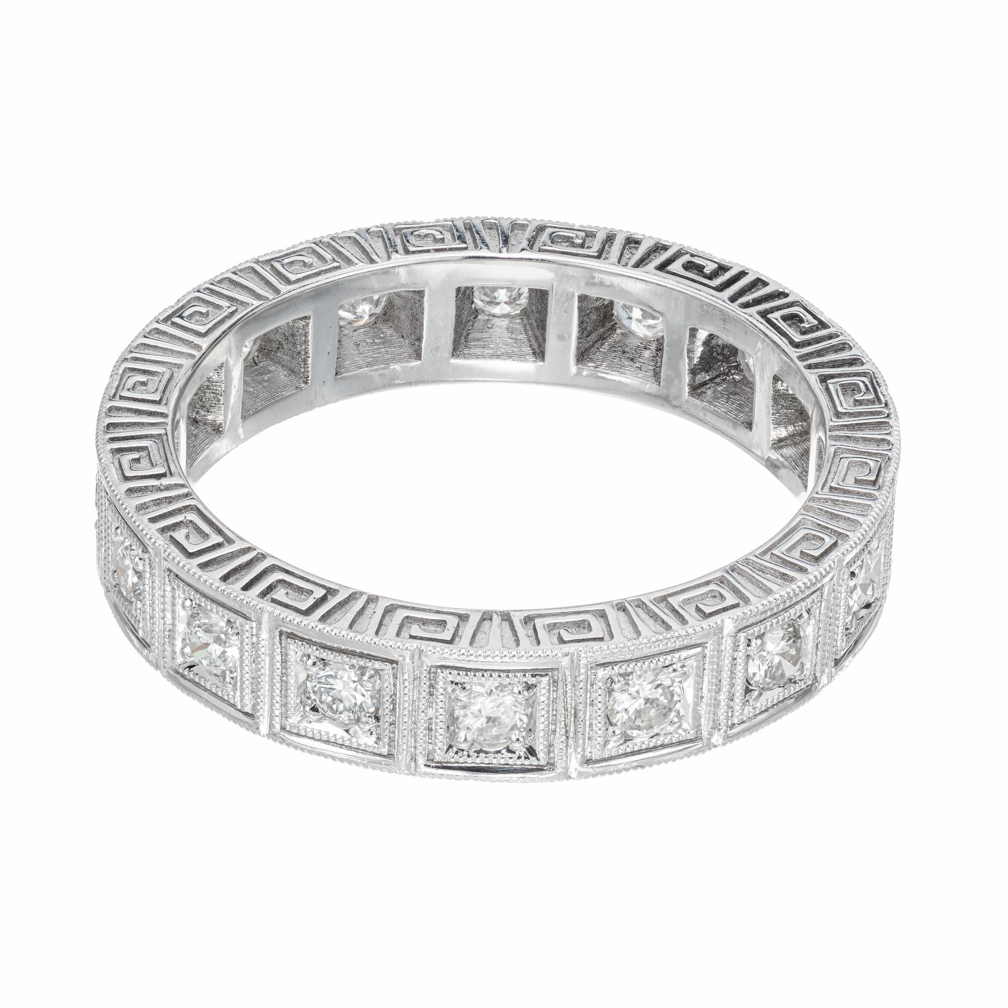 Round Cut Peter Suchy .55 Carat Diamond White Gold Eternity Wedding Band Ring For Sale