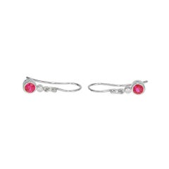 Peter Suchy - Boucles d'oreilles pendantes en or blanc avec diamants et rubis ronds de 0,55 carat