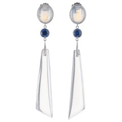 Pendants d'oreilles en goutte Peter Suchy en saphir, quartz et pierre de lune de 5,60 carats