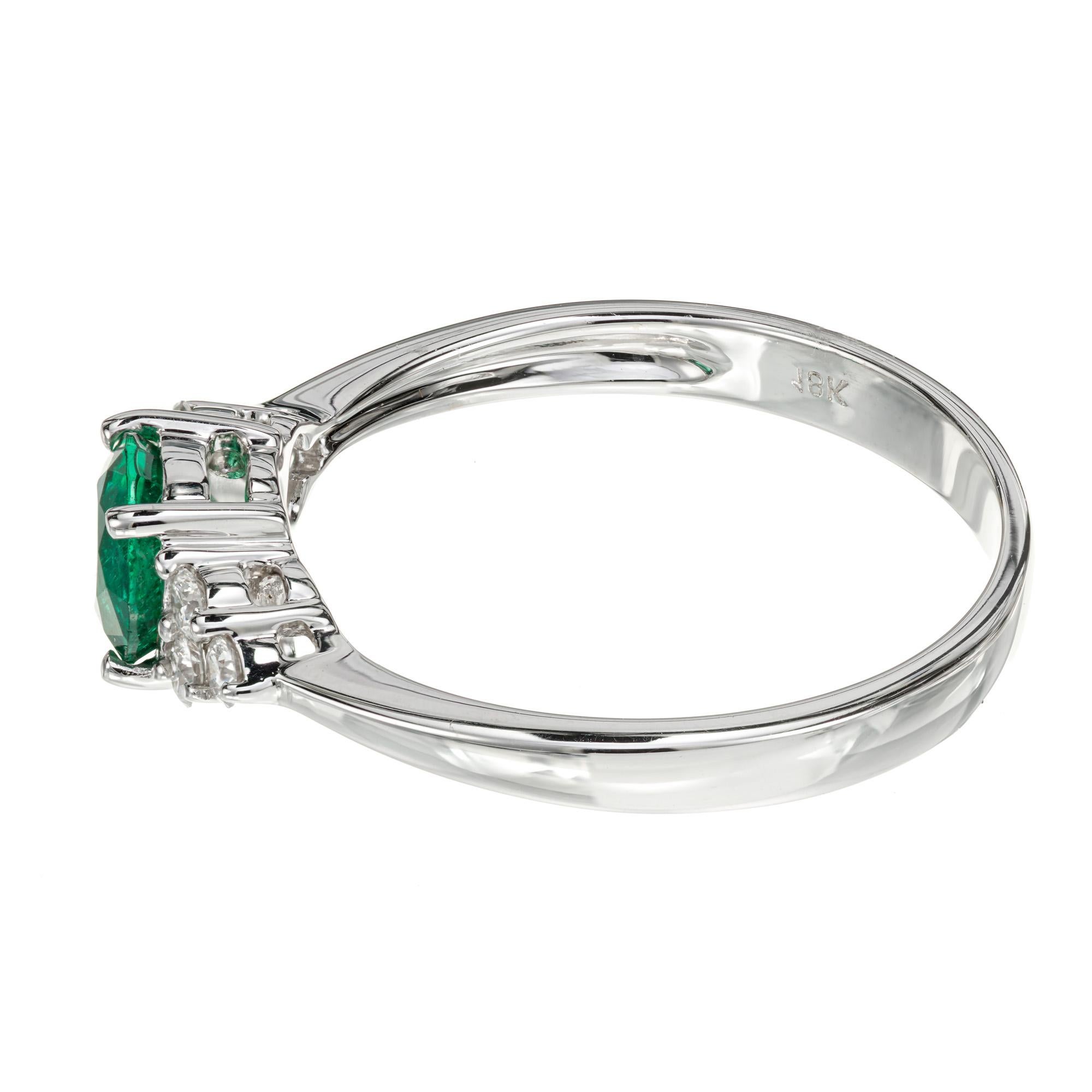 Peter Suchy .57 Carat Emerald Diamond White Gold Engagement Ring In Good Condition For Sale In Stamford, CT
