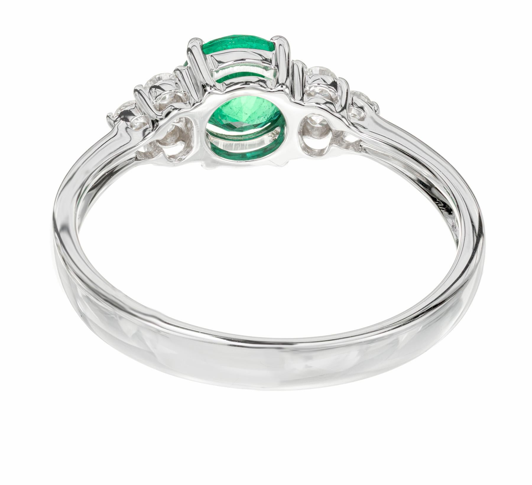 Women's Peter Suchy .57 Carat Emerald Diamond White Gold Engagement Ring For Sale