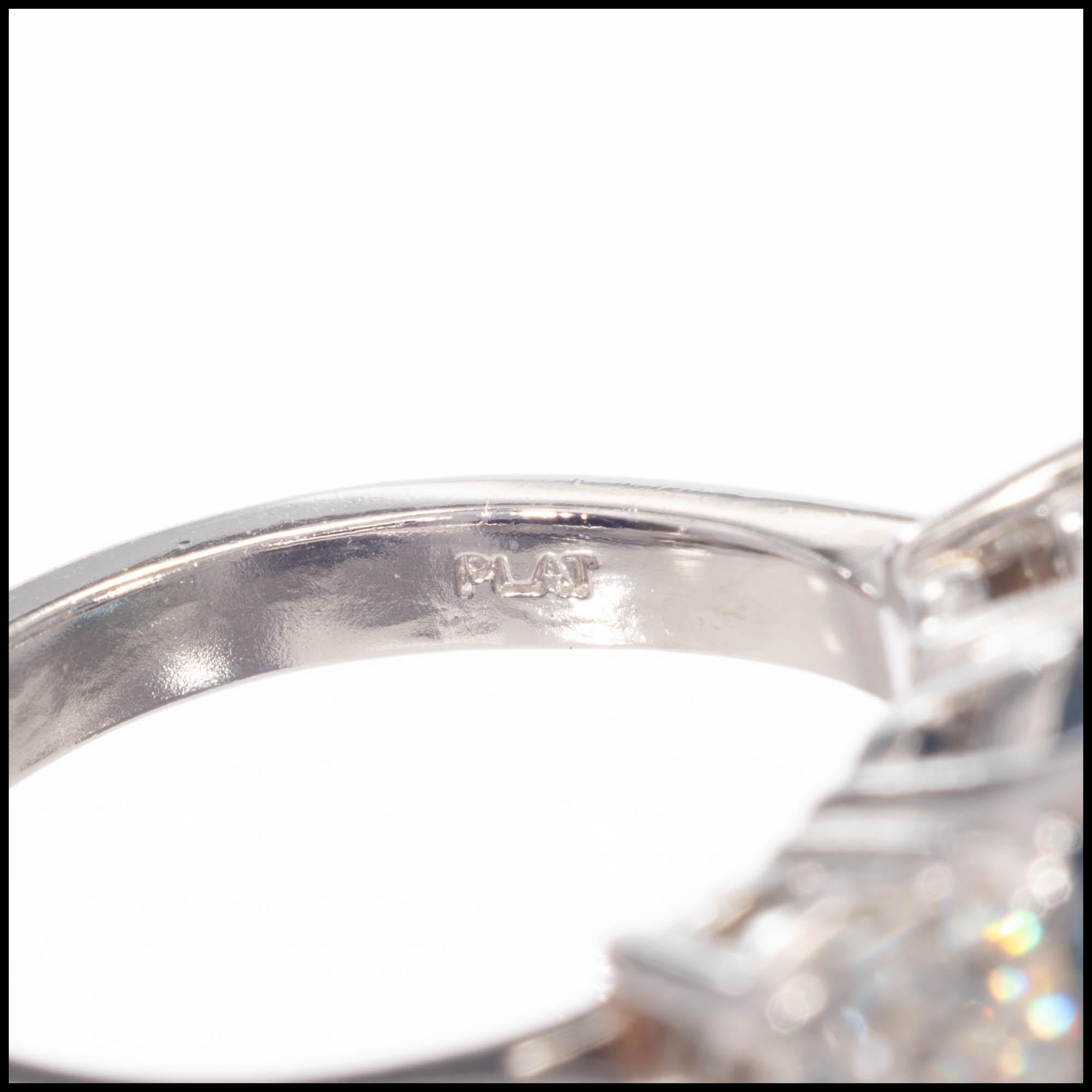 Peter Suchy 5.77 Carat Sapphire Diamond Three-Stone Platinum Engagement Ring For Sale 1