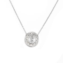 Peter Suchy .58 Carat Oval Diamond Halo Platinum Slide Pendant Necklace