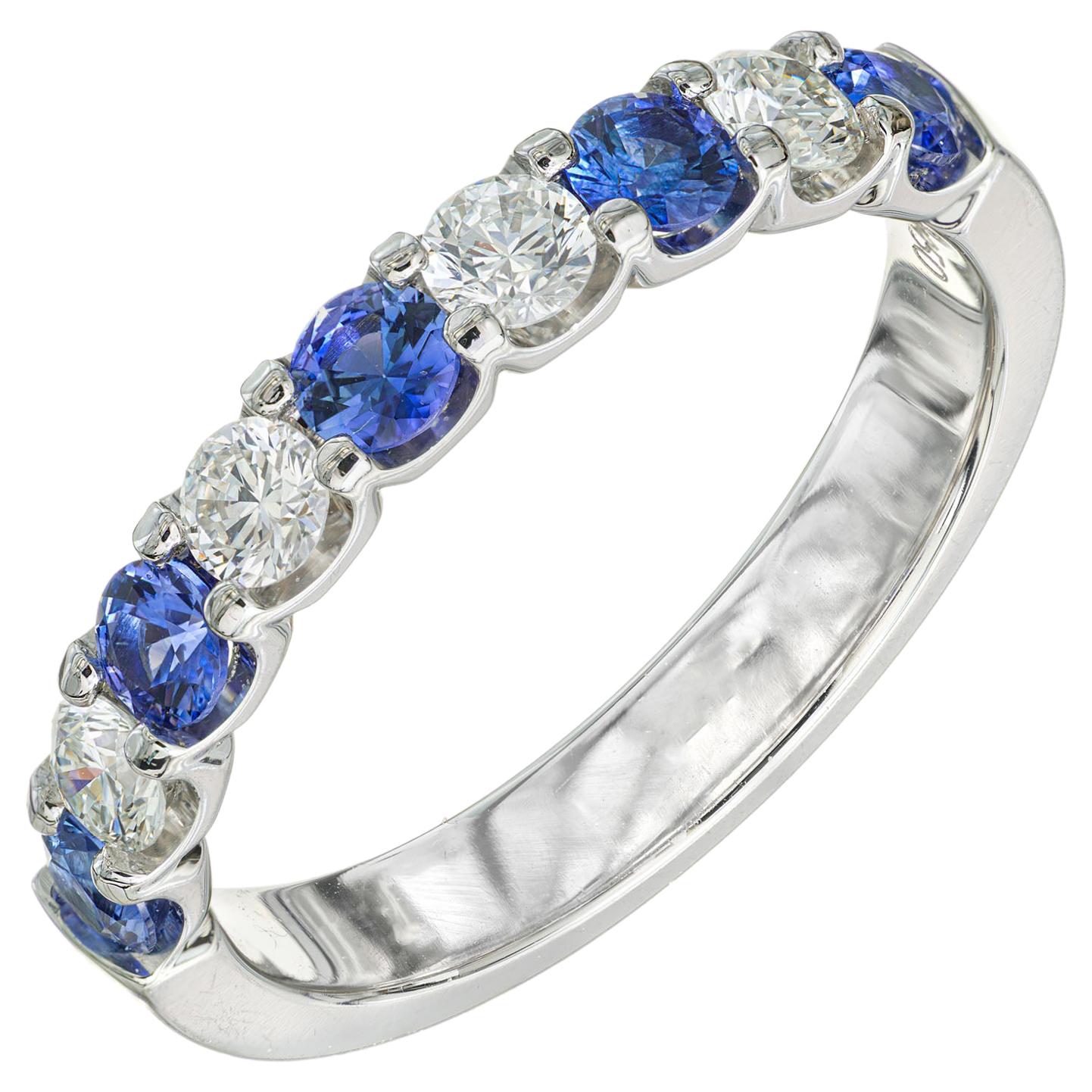 Tiffany and Co. Sapphire Diamond Platinum Wedding Band Ring at 1stDibs
