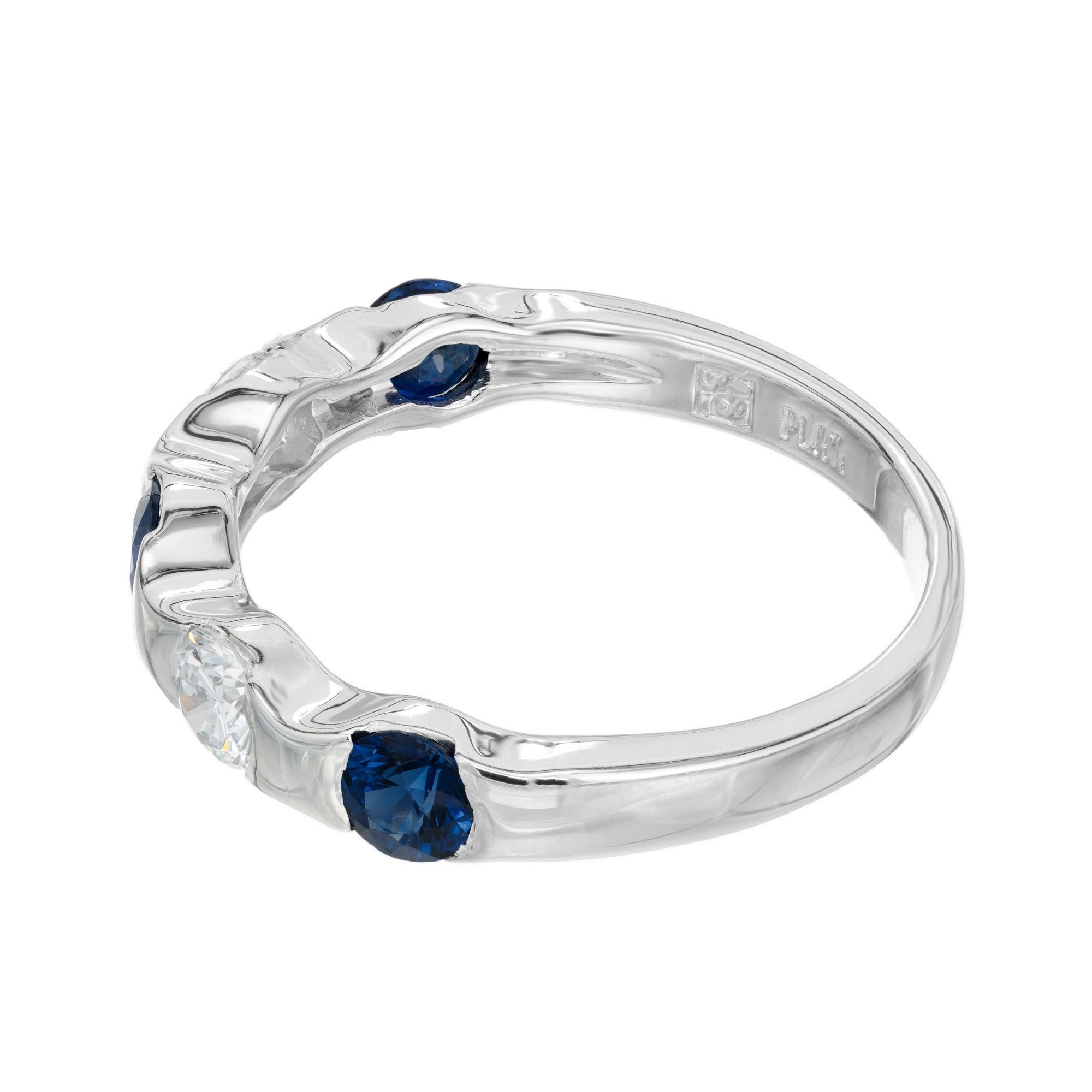 Women's Peter Suchy .60 Carat Sapphire Diamond Platinum Wedding Band Ring  For Sale