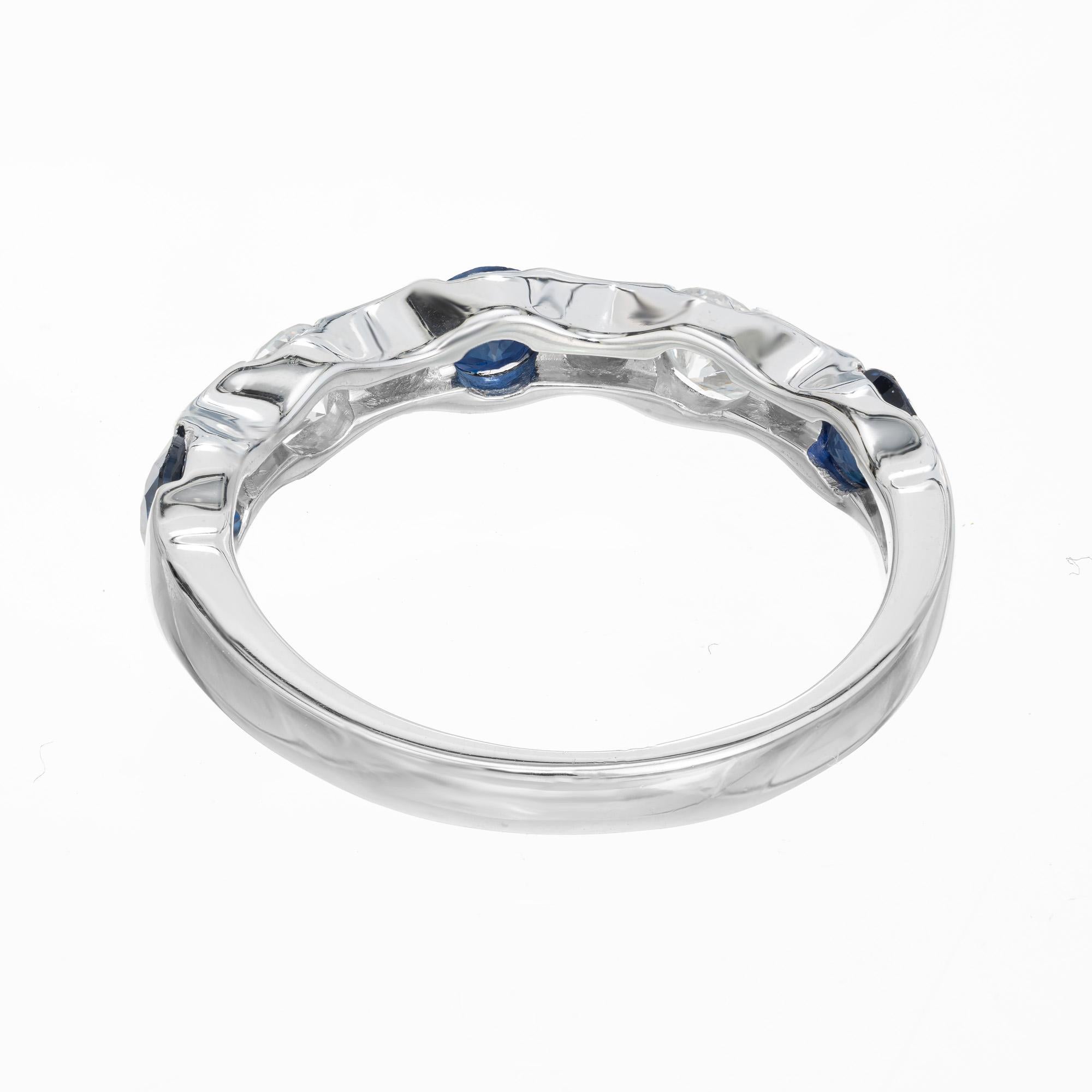 Peter Suchy .60 Carat Sapphire Diamond Platinum Wedding Band Ring  For Sale 1